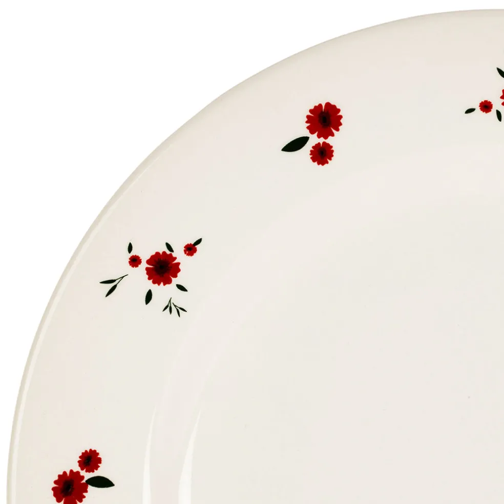 Assiette plate en faience rouge d27cm - Paquerette