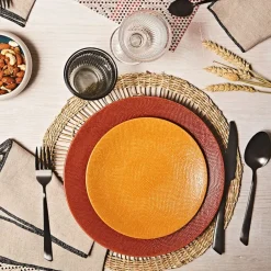 Assiette plate en gres terracotta d27cm - vesuvio