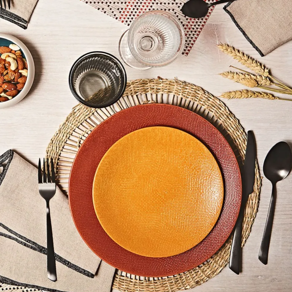 Assiette plate en gres terracotta d27cm - vesuvio