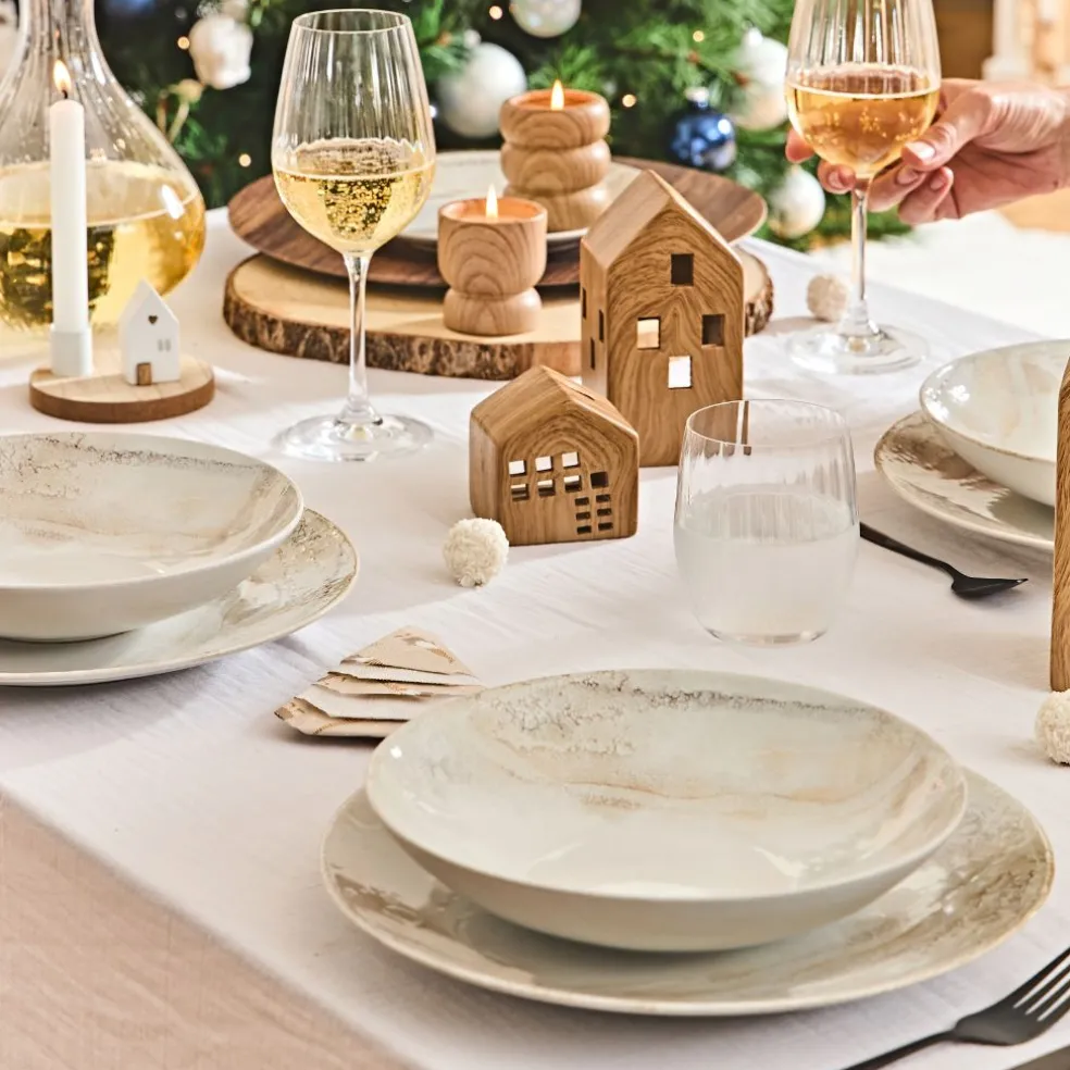 Assiette plate en grès blanc d27cm - mojave