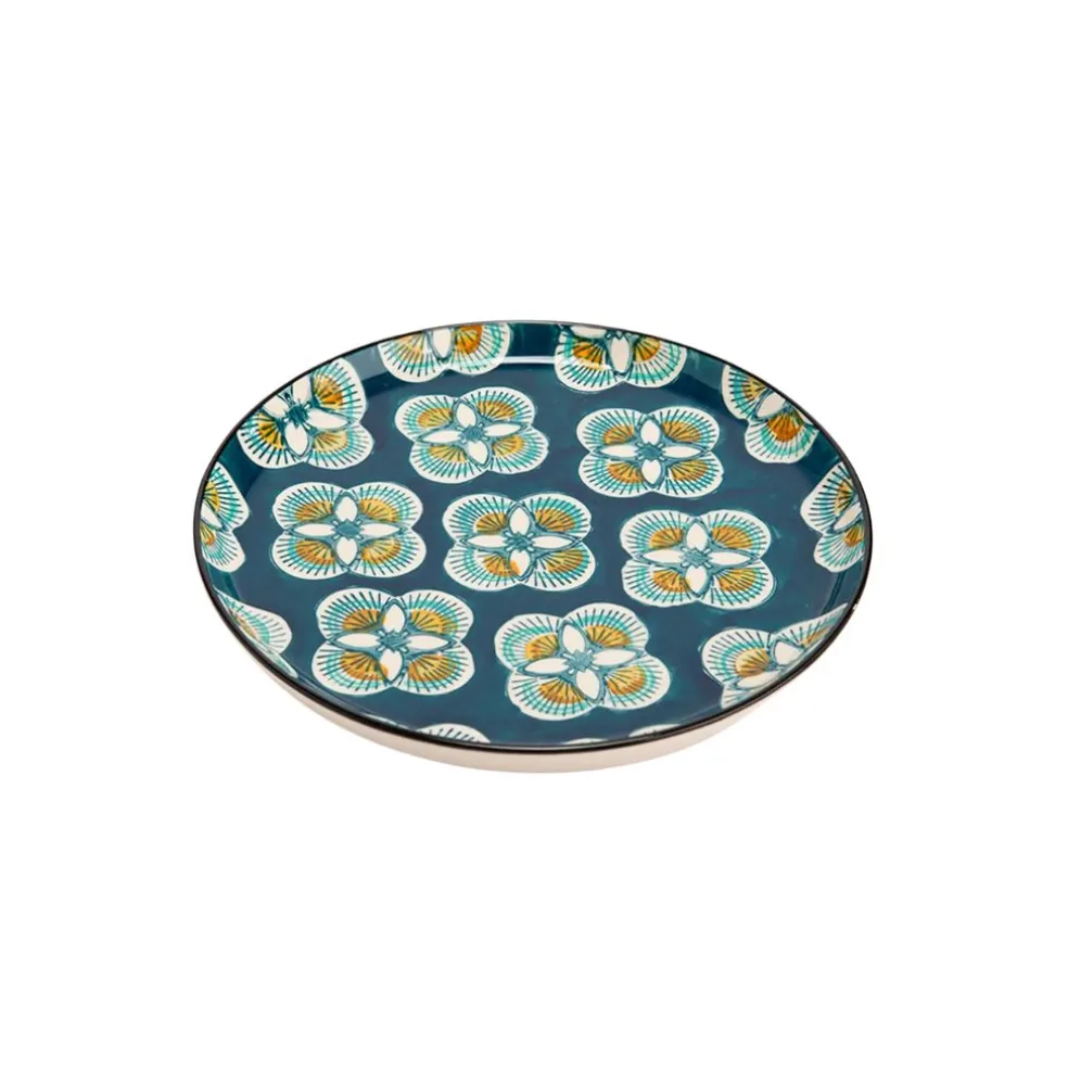 Assiette plate en grès bleu d26cm - imany