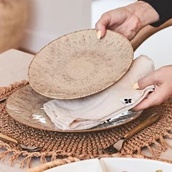 Assiette plate en grès brun d27cm - Akaris