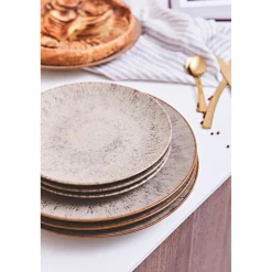 Assiette plate en grès brun d27cm - Akaris