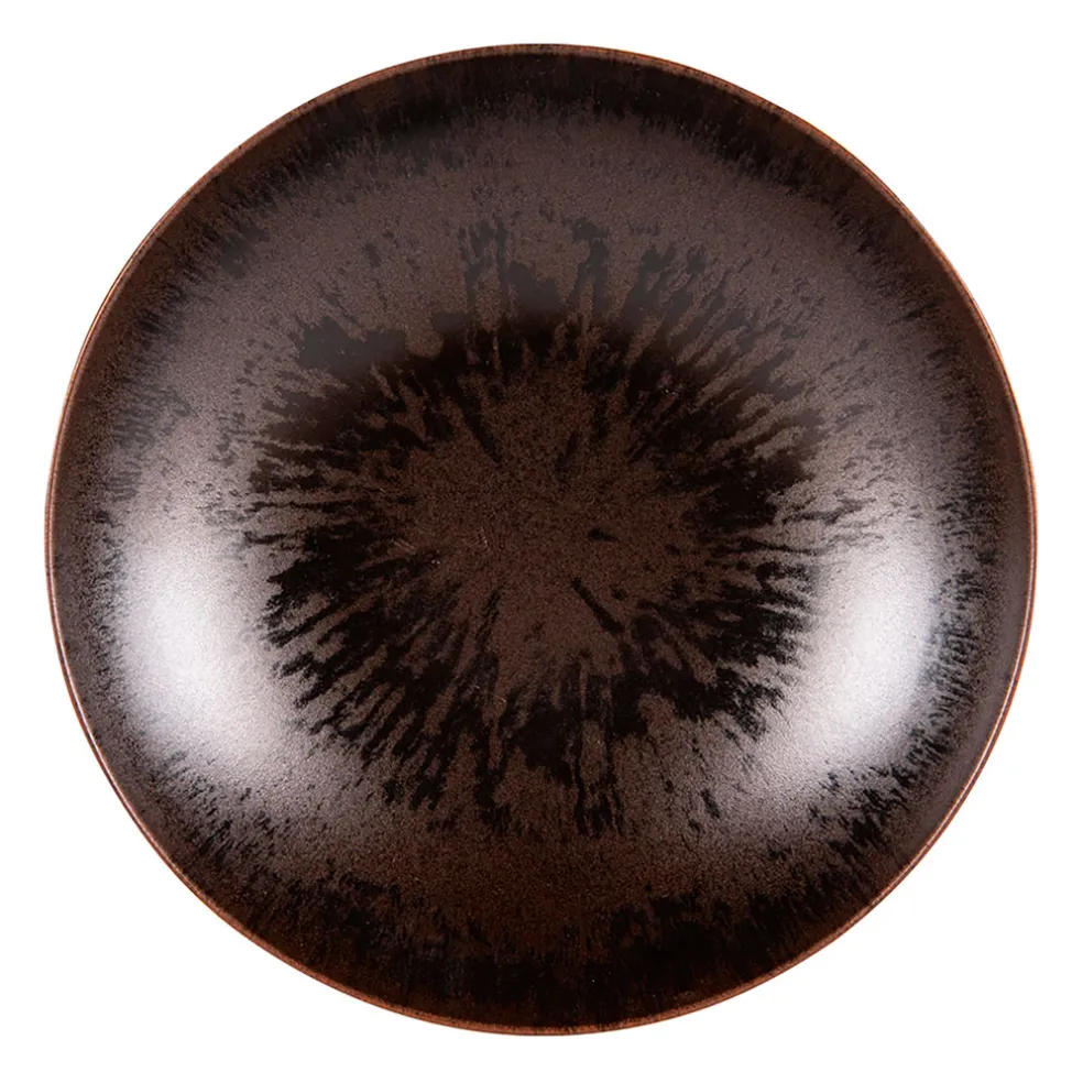 Assiette plate en grès marron d27cm - Onyx