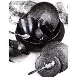 Assiette plate en grès noir d27cm - Vesuvio