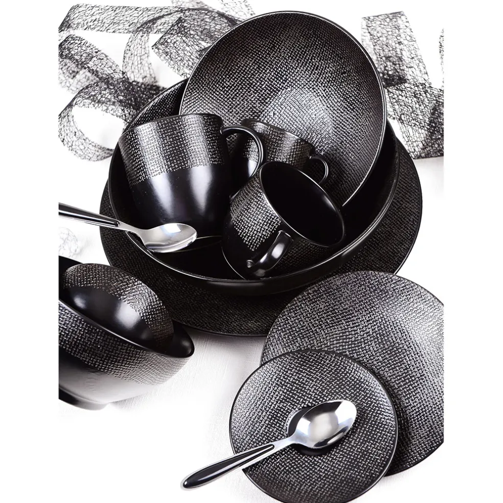 Assiette plate en grès noir d27cm - Vesuvio