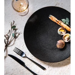 Assiette plate en grès noir d27cm - Vesuvio