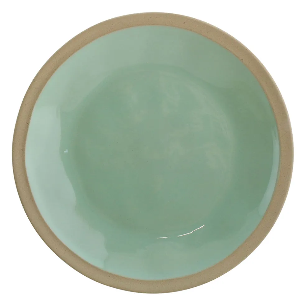 Assiette plate en grès vert d'eau d28cm - Jade