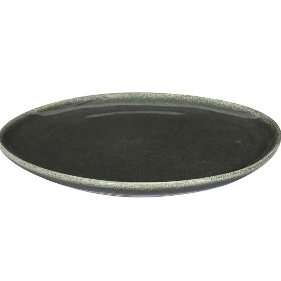 Assiette plate en grès vert d27cm - Black forest