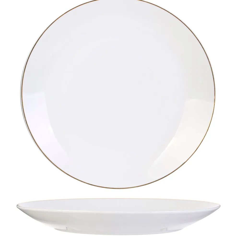 Assiette plate en porcelaine lisere doré d26cm