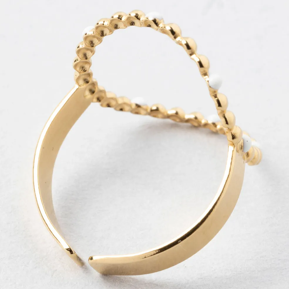 Bague en acier inoxydable doré et blanc 50 / 58cm