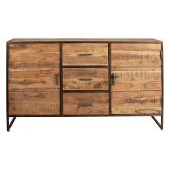 Bahut en acacia et fer noir l150cm - Factory