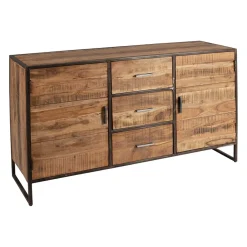 Bahut en acacia et fer noir l150cm - Factory