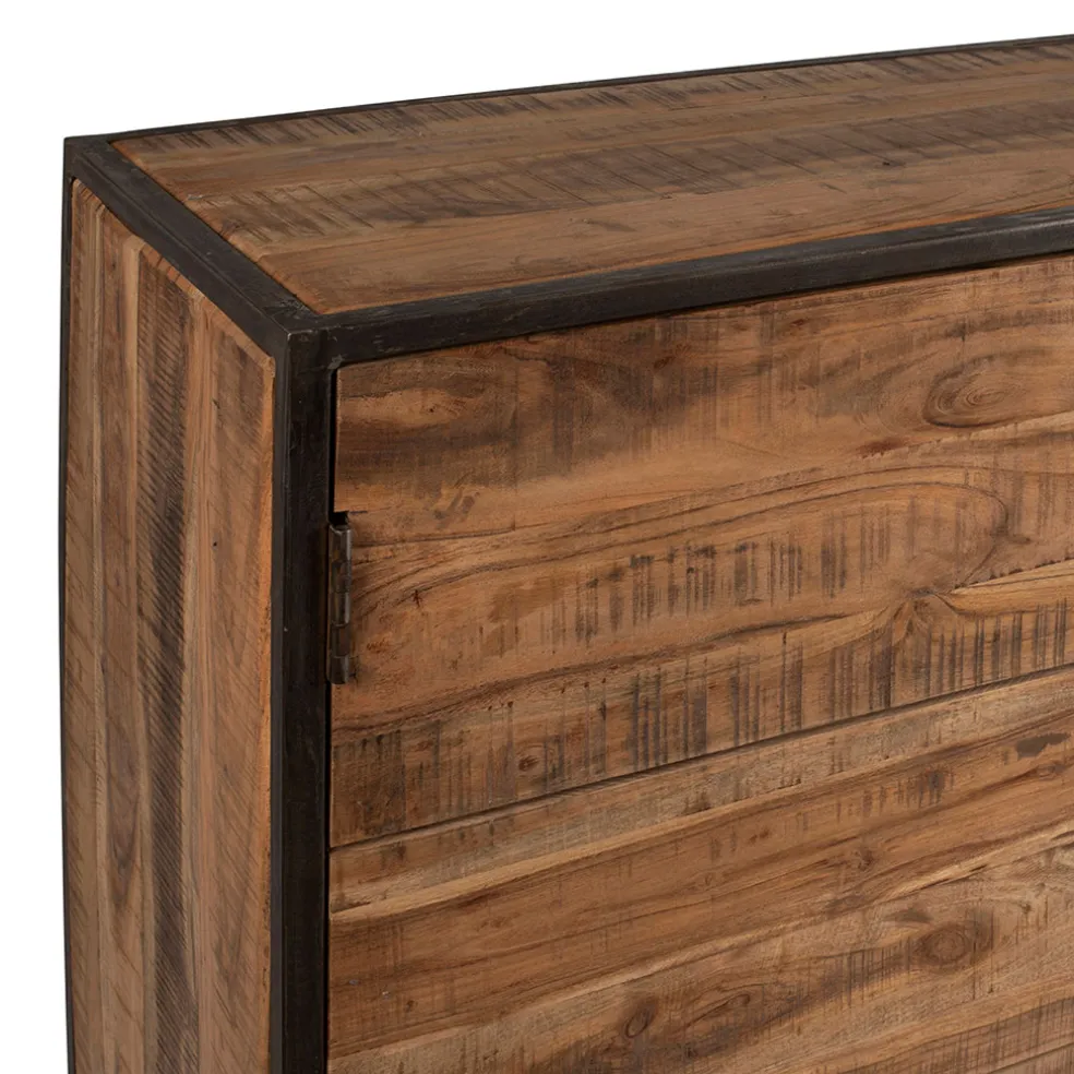 Bahut en acacia et fer noir l150cm - Factory