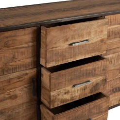 Bahut en acacia et fer noir l150cm - Factory