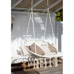 Balancelle macramé en coton beige - Terre inconnue