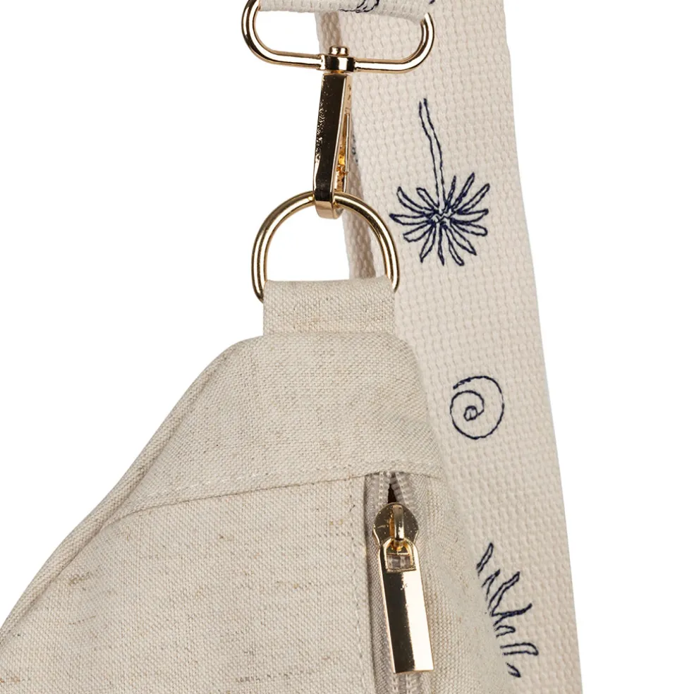 Banane en lin et coton écru et bleu avec bandoulière amovible - Bananez