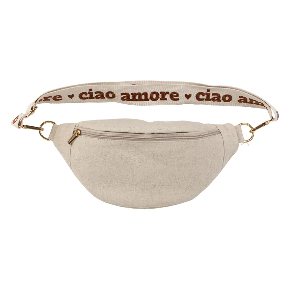 Banane en lin et coton écru et terracotta avec bandoulière amovible - Bananez