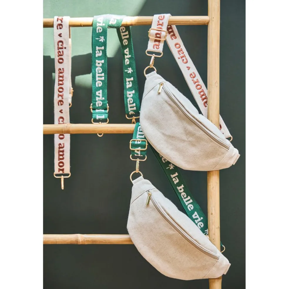 Banane en lin et coton écru et terracotta avec bandoulière amovible - Bananez