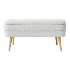 Banc coffre bouclette blanc - Eleonor