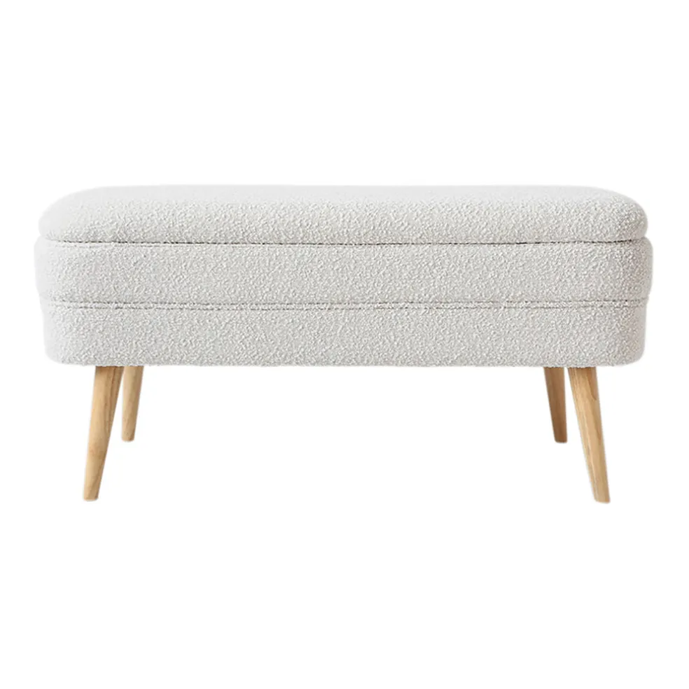 Banc coffre bouclette blanc - Eleonor