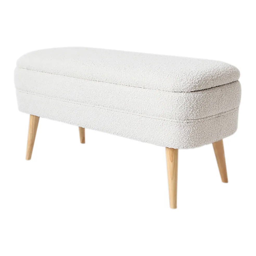 Banc coffre bouclette blanc - Eleonor