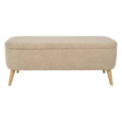 Banc coffre en bouclette sable - Claudine