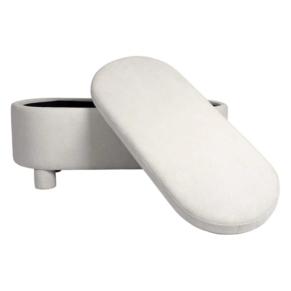 Banc coffre en tissu écru - Tessia