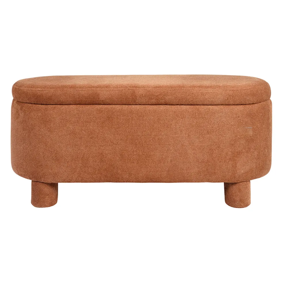 Banc coffre en tissu terracotta - Tessia