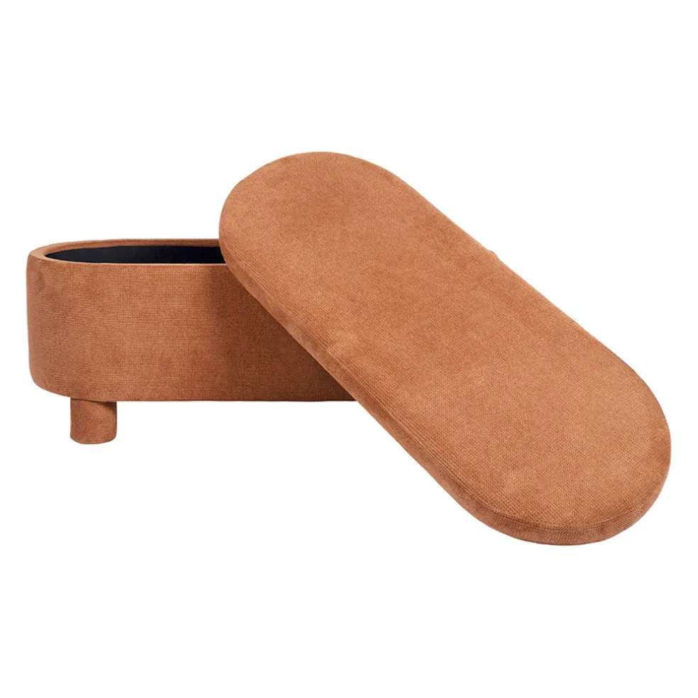 Banc coffre en tissu terracotta - Tessia