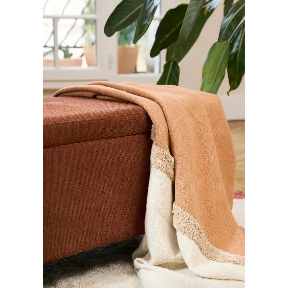 Banc coffre en tissu terracotta - Tessia