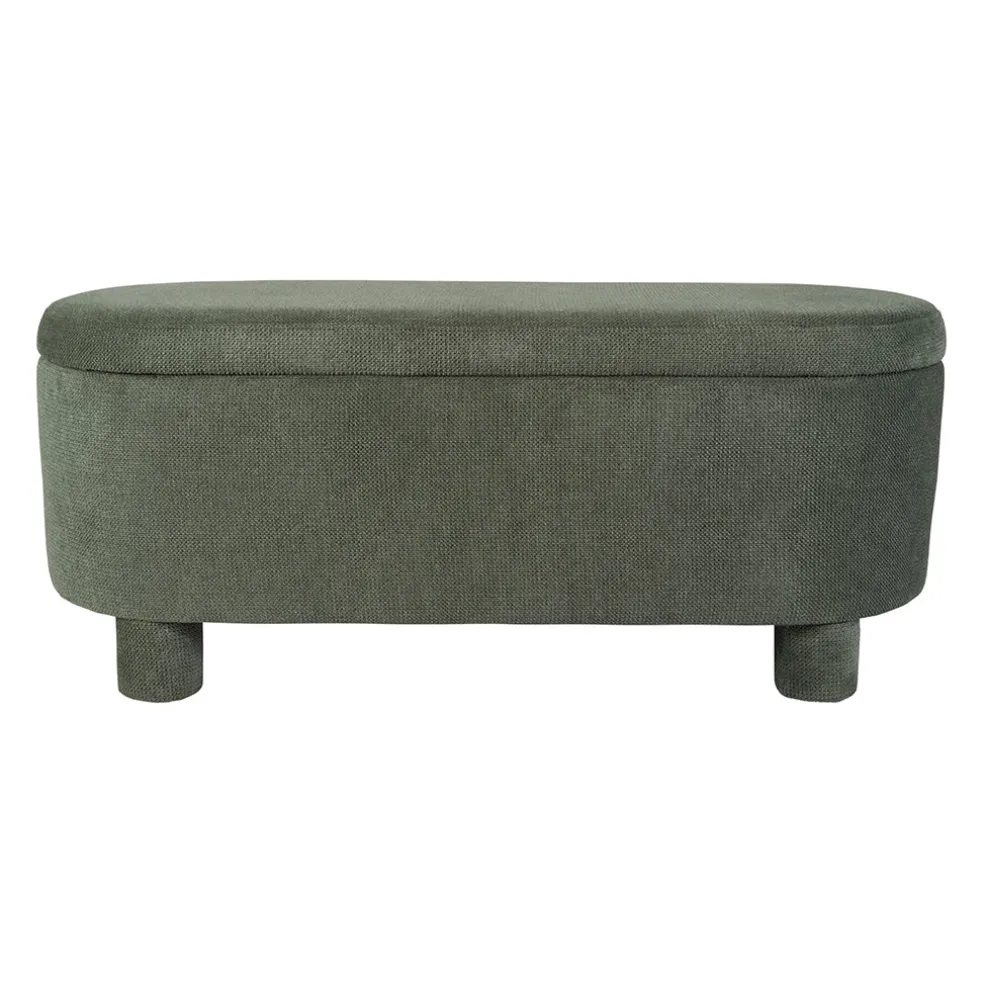 Banc coffre en tissu vert - Tessia