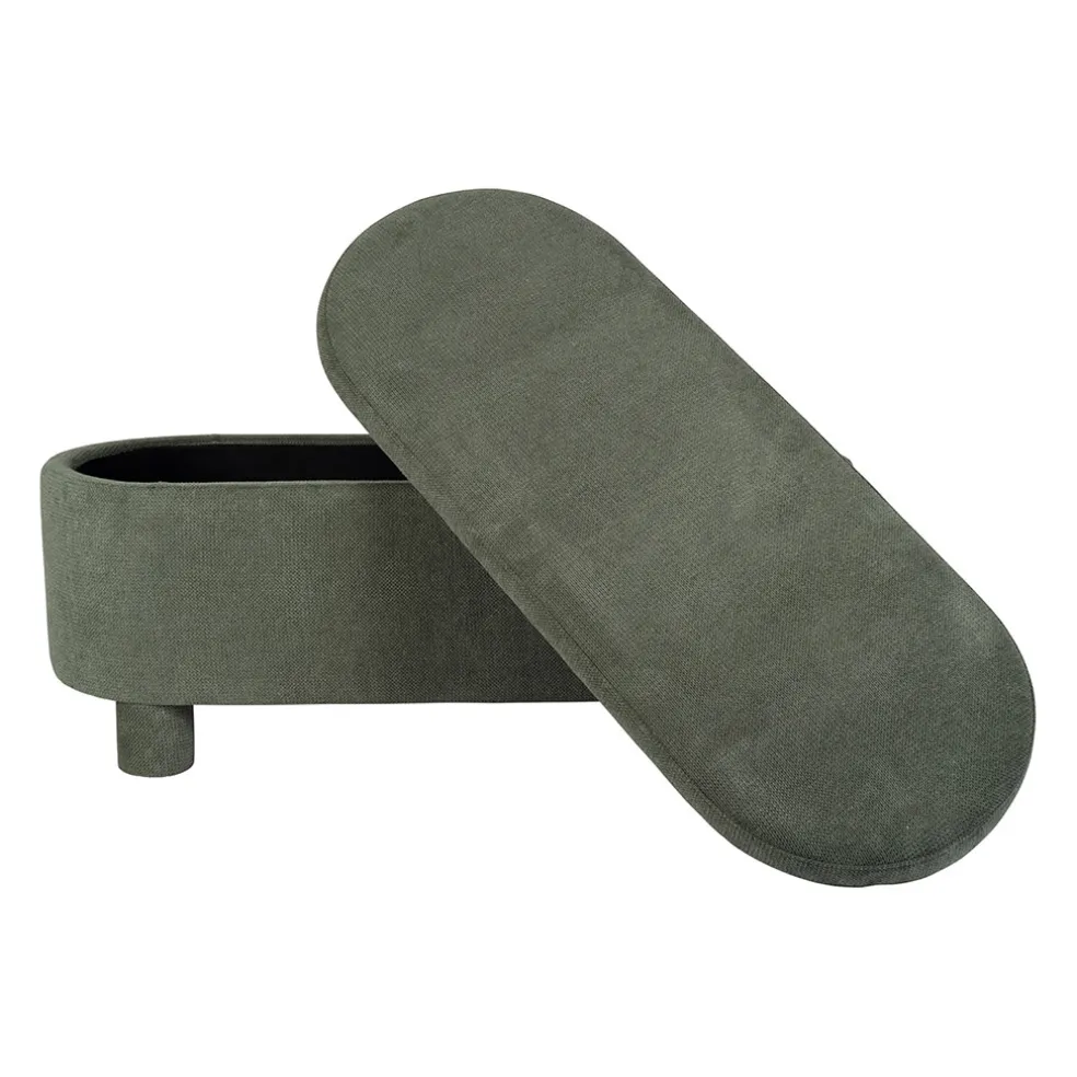 Banc coffre en tissu vert - Tessia