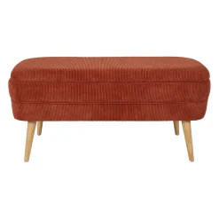 Banc coffre en velours côtelé terracotta - Eleonor