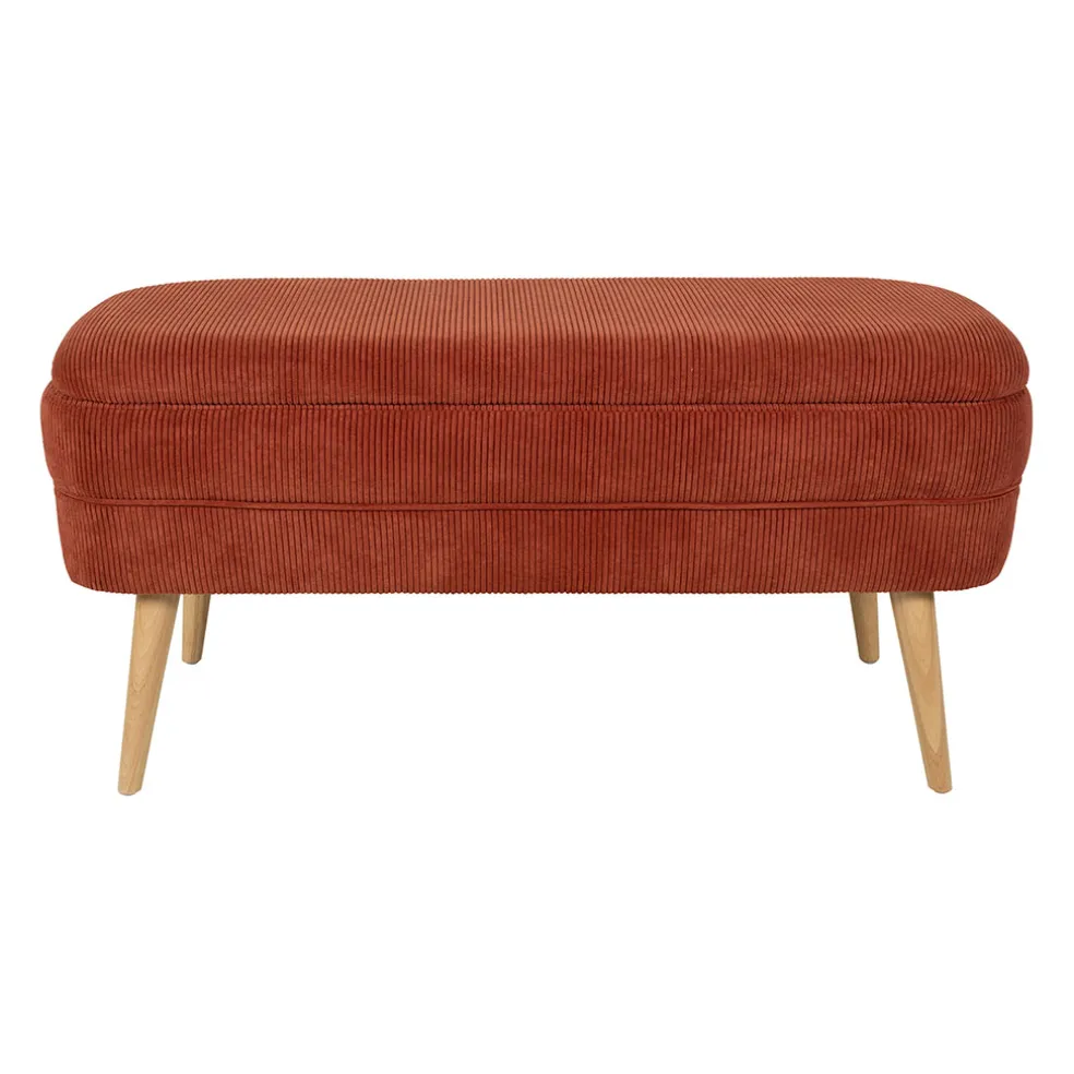 Banc coffre en velours côtelé terracotta - Eleonor