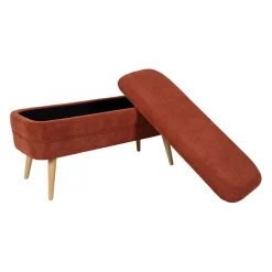 Banc coffre en velours côtelé terracotta - Eleonor