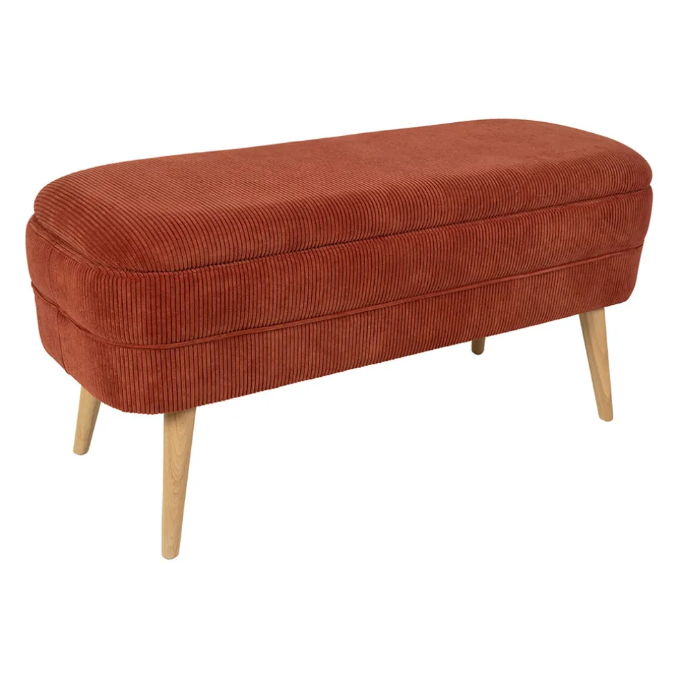 Banc coffre en velours côtelé terracotta - Eleonor
