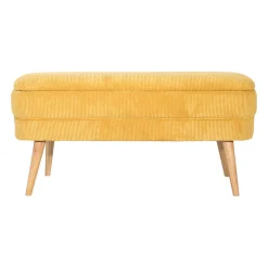 Banc coffre en velours côtelé moutarde - Eleonor