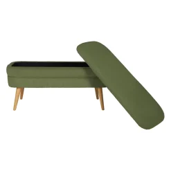 Banc coffre en velours côtelé kaki - Eleonor