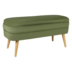 Banc coffre en velours côtelé kaki - Eleonor