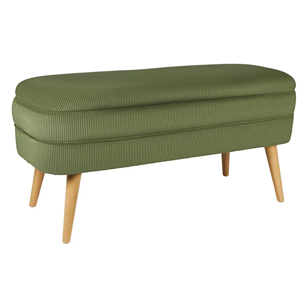 Banc coffre en velours côtelé kaki - Eleonor
