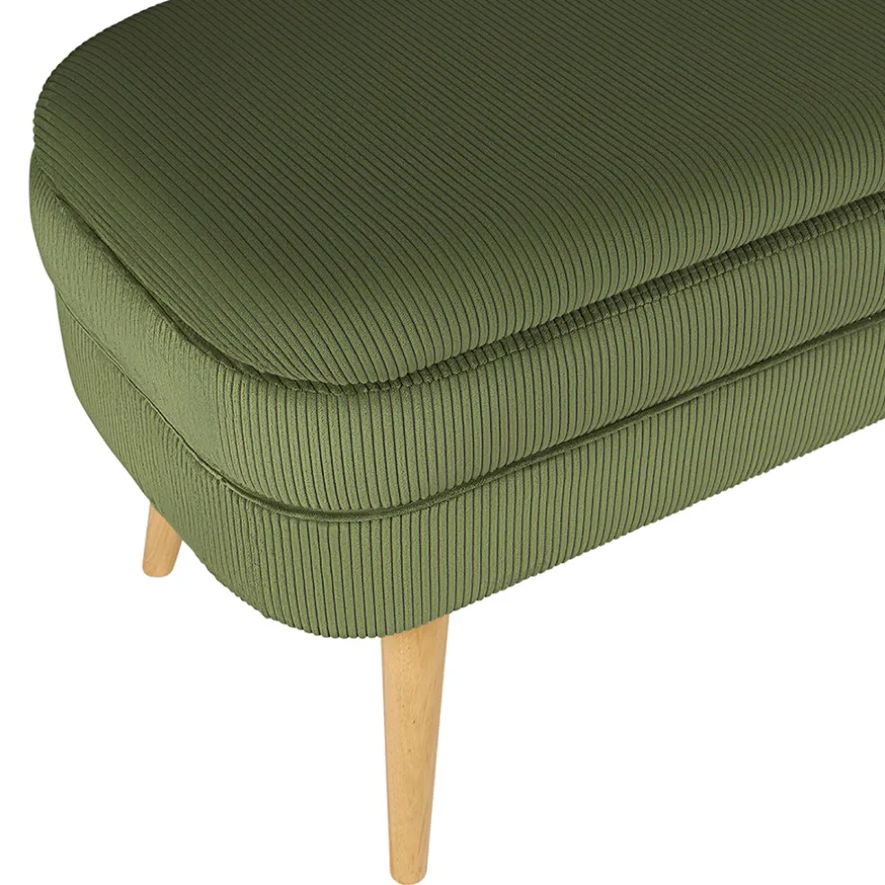 Banc coffre en velours côtelé kaki - Eleonor