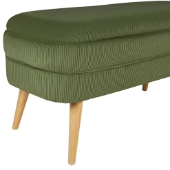 Banc coffre en velours côtelé kaki - Eleonor