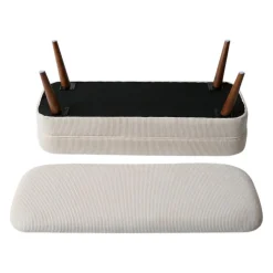 Banc coffre en velours côtelé écru - Eleonor