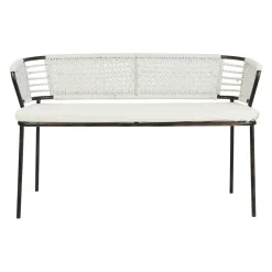 Banquette 2 places en fer noir et coton beige - Cobalt