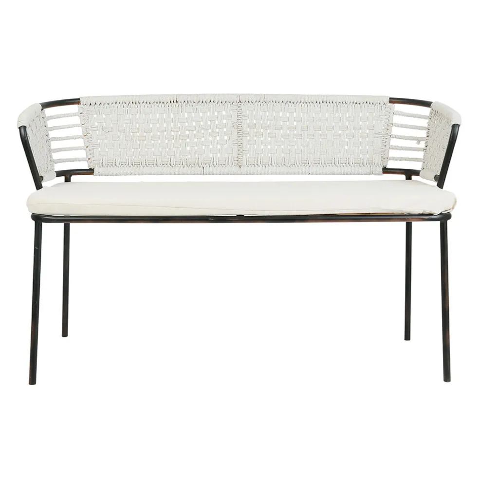 Banquette 2 places en fer noir et coton beige - Cobalt