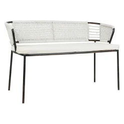Banquette 2 places en fer noir et coton beige - Cobalt