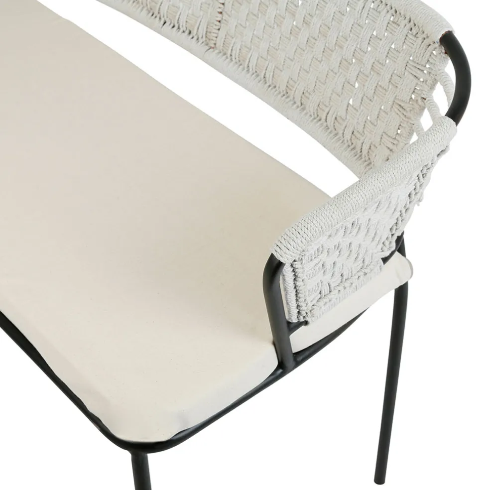 Banquette 2 places en fer noir et coton beige - Cobalt