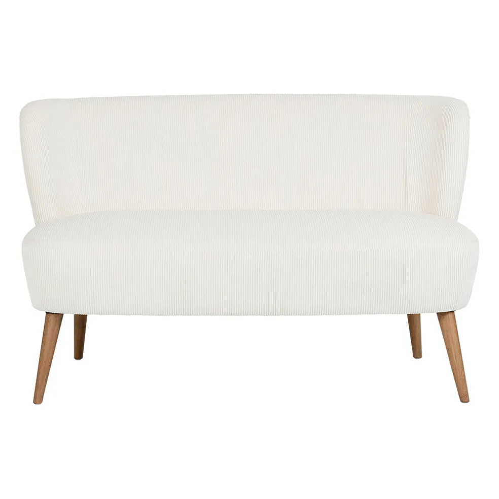 Banquette 2 places en velours côtelé écru - Eleonor