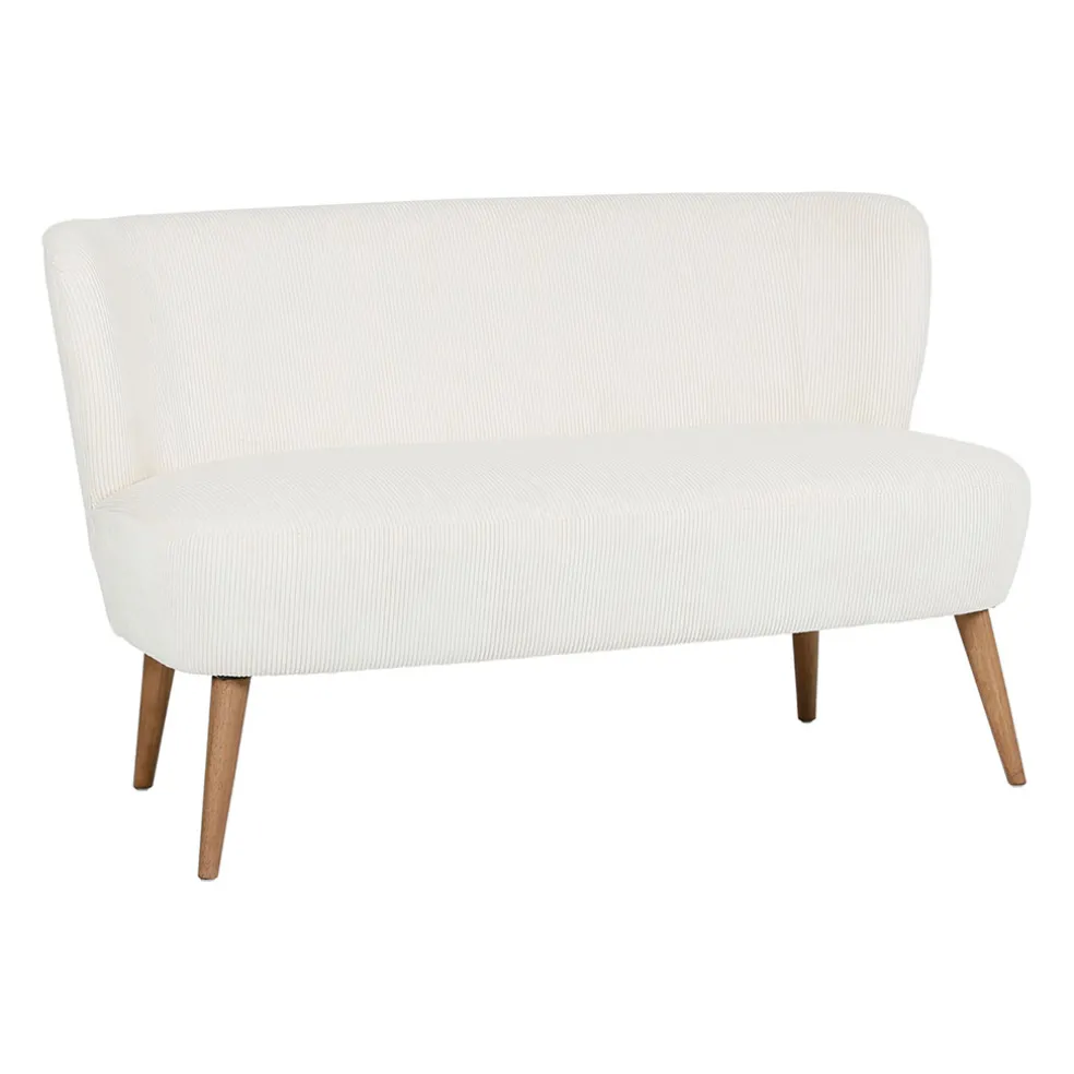 Banquette 2 places en velours côtelé écru - Eleonor